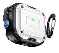 Chicfun Armour Lock Coque Protection pour AirPods 4 Génération avec Sécurité Verrou [360° Protection Robuste Intensive] Protege Boitier AirPods 4 EME Generation Coque Blanc