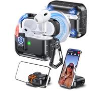 Chicfun pour AirPods Pro 1/2 avec Porte-clés Mousqueton, Compatible MagSafe, [Auto-Mag Lock 1s Open] Protection intégrale Ultra-résistante de qualité Militaire avec Verrouillage