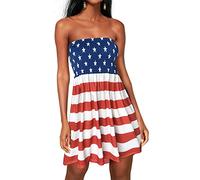 CHICGAL Robes d'été pour femmes - Robe d'été décontractée avec drapeau américain - Robe d'été trapèze sans bretelles - Drapeau américain - Taille 3XL, Drapeau imprimé., Taille 3XL