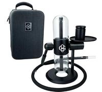 Chicha Chicha Chicha à gravité 360° en verre et aluminium - Hookah portable avec mallette pour fumer l'herbe (noir)