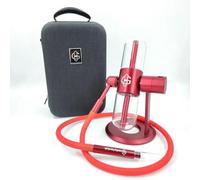 Chicha Chicha Chicha à gravité 360° en verre et aluminium - Hookah portable avec mallette pour fumer l'herbe (rouge)
