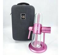 Chicha Chicha Chicha à gravité 360° en verre et aluminium - Hookah portable avec mallette pour fumer l'herbe (rose)