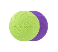chichendianzi Disque volant pour chien, frisbee en caoutchouc naturel, résistant aux morsures, design antidérapant, pour l'entraînement et l'exercice (vert + violet, 18 cm)