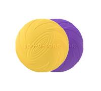 chichendianzi Disque volant pour chien, frisbee en caoutchouc naturel, résistant aux morsures, design antidérapant, pour l'entraînement et l'exercice (jaune + violet, 18 cm)