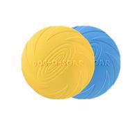 chichendianzi Disque volant pour chien, frisbee en caoutchouc naturel, résistant aux morsures, design antidérapant, pour l'entraînement et l'exercice (jaune + bleu, 15 cm)