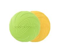 chichendianzi Disque volant pour chien, frisbee en caoutchouc naturel, résistant aux morsures, design antidérapant, pour l'entraînement et l'exercice (vert + jaune, 18 cm)