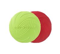 chichendianzi Disque volant pour chien, frisbee en caoutchouc naturel, résistant aux morsures, design antidérapant, pour l'entraînement et l'exercice (vert + rouge, 15 cm)