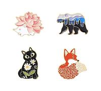 Chichengnian Lot de 4 épingles APPAREL_PIN incluses : 4 épingles en émail de différents styles d'animaux de dessin animé, acier allié, Acier allié