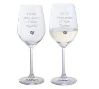 Chichi Gifts Lot de 2 Verres à vin avec cœur en Cristal 15 Ans