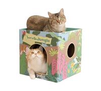 CHICHIPAWS Maison de jeu en carton à 2 étages avec 2 planches à gratter - Cave et cachette pour chat d'intérieur - Griffoir ondulé pour chatons, lit pour chat, jouet d'anniversaire, amusant et durable