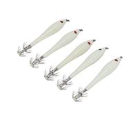 CHICIRIS 5 Pièces Leurre de Pêche Dur Crochet de Calmar Artificiel avec Acier Inoxydable et Caoutchouc, Gabarits de Calmar à Haute Pénétration pour la Pêche en Eau Salée (#12)