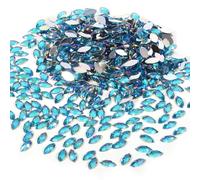 CHICIRIS 500 Pièces de Acryliques, Cristaux à Dos Plat de 7x15mm pour les Décorations Artisanales de Bricolage avec 5 Couleurs pour les Vêtements, le Téléphone, le Scrapbooking, la (bleu foncé)