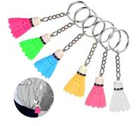 CHICIRIS 6Pcs Porte-clés de Badminton D'Artisanat Exquis Porte-clés de Simulation Durable Portable en 6 Couleurs pour Les Familles Amis Décoration à Suspendre à la Mode en Jaune Vert Rose Bleu Rouge
