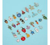 CHICIRIS Accessoires de Pendentifs DIY, Fournitures de Bijoux Artisanaux Colorés en Alliage avec 30 Motifs Mignons, pour Colliers, Bracelets, épingles à Cheveux, Vêtements, Décoration