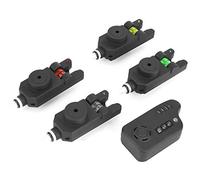 CHICIRIS Alarme de Morsure de Pêche, Indicateur électronique d'alerte de Morsure de Poisson en ABS avec LED et Son, Détection de Rouleau Sensible, 4 Lanceurs 1 Récepteur, pour Les Pêcheurs de Nuit