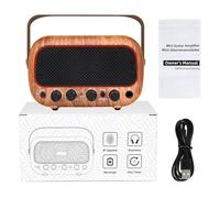 CHICIRIS Amplificateur de Guitare Portable, Ampli de Pratique électrique Rechargeable 10 W avec Deux Haut-parleurs et Batterie pour Musiciens (Brown)
