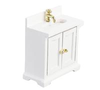 CHICIRIS Armoire d'évier de Poupées, Conception Interactive à Double Porte, Armoire d'évier de Poupée à l'échelle de 1: 16, Rangement Spacieux pour Les Articles Miniatures, étagère à Double (White)