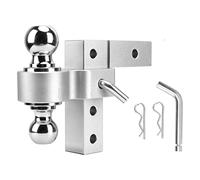 CHICIRIS Attelage de Remorque de Remorquage, Support de Boule d'Attelage de Remorque en Aluminium, Chute Réglable de 6 Pouces avec Deux Boules de 2 Pouces et 2 Boules de 5 16 , Convient aux (SILVER)