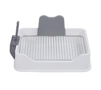 CHICIRIS Bac à Litière pour Chat avec Grille en Acier Inoxydable, Anti-éclaboussures, pour Chats de Petite et Moyenne Taille, Design élégant, Facile à Nettoyer et Contrôle des odeurs. (White)