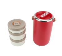 CHICIRIS Bocal Alimentaire Isotherme, 2,6 L, Design Empilable (rouge) | Acier inoxydable 304, étanche, facile à nettoyer, sans danger pour une utilisation au -ondes