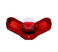 CHICIRIS Boîte à Bijoux avec Fleur de Savon Rose Artificielle, Boîte-cadeau de Rangement de Collier à Double Ouverture pour Femmes, étui à Bijoux Souvenir Rouge pour la Fête des Mères