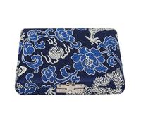 CHICIRIS Boîte de rangement pour canne à hautbois en bois, capacité de 6 pièces avec housse en tissu de soie, trousse de 9,5 x 3,15 x 0,78 cm, design respirant de contrôle de l'humidité, bleu