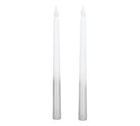 CHICIRIS Bougies Coniques sans Flamme, 2pcs Bougies Coniques LED Alimentées par Batterie Bâtons de Bougie LED sans Flamme pour la Fête d'anniversaire de Mariage de Festival(Demi-Spray Argent)