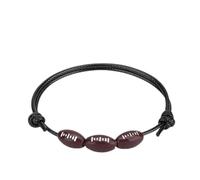 CHICIRIS Bracelet de Balle de Sport, Bracelet de Baseball de Football à Cordon de Cire Réglable de Haute qualité pour Garçons et Filles, Accessoire pour l'esprit d'équipe (Rugby marron ligne noire)