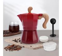 CHICIRIS Cafetière Italienne en Alliage D'aluminium de 150ml, avec Accessoires pour Brassage à Domicile, 3 Tasses (rouge)