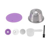 CHICIRIS Capsules de café Réutilisables en Acier Inoxydable, Dosettes de café Rechargeables avec Couvercle en Silicone et Brosse pour Machines Original Line, 2 Tasses Incluses (PURPLE)