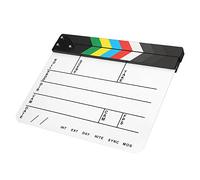 CHICIRIS Clap en Acrylique, 30x25 Cm, Tableau d'action de Réalisateur de Film avec Aimant intégré pour la Production Vidéo et la Photographie (Tableau Blanc à Rayures colorées (PAV1CWE4))