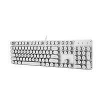 CHICIRIS Clavier Mécanique Blanc Haut de Gamme avec Capuchon Rond Vintage, Conception Longue Durée pour Les Amateurs de Dactylographie et de Jeu 900-5