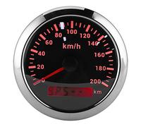 CHICIRIS Compteur de Vitesse GPS ABS 316 en Acier Inoxydable, 85mm, Odomètre 200kmh, étanche, rétro-éclairé, pour Bateau, Voiture, Yacht, Moto, Tableau de Bord (cadran noir)