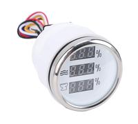 CHICIRIS Compteur Numérique de Niveau D'eaux Usées, 52mm, Affichage Bleu, pour Camping-car, Camions, Bateaux, Conception ABS de Haute Précision (cadran blanc lunette argentée)