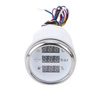 CHICIRIS Compteur Universel de Pression D'huile, Température de L'eau et du Carburant, 12V 24V, Affichage Numérique 52mm, pour Camping-car, Bateaux, Voitures, Applications (cadran blanc lunette