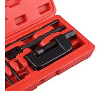 CHICIRIS Coupe-rivet Coupe-chaîne Outil Polyvalent pour Chaînes D'entraînement Arrière 420-630, pour Mécaniciens de Moto, Acier/noir/13 Pièces avec étui de Transport