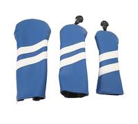 CHICIRIS Couvre-Clubs de Golf, 3 Pièces en Tissu PU de qualité Supérieure, Imperméable, Anti-poussière et Respirant, avec étiquette Rotative, pour Clubs Hybrides en Bois de Parcours de (Blue)