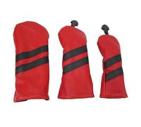 CHICIRIS Couvre-Clubs de Golf, 3 Pièces en Tissu PU de qualité Supérieure, Imperméable, Anti-poussière et Respirant, avec étiquette Rotative, pour Clubs Hybrides en Bois de Parcours de (Rouge)