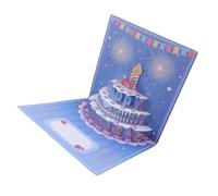 CHICIRIS DIY 3D Pop Up Birthday Carte avec Lumières LED et Musique, Superbe Ambiance de Gâteau d'anniversaire pour n'importe Qui - Tourner électronique Guzheng Metronome (BLUE)