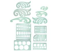 CHICIRIS Ensemble de 12 Gabarits de Dessin Géométriques pour un Dessin de Précision, Pochoirs Multifonctionnels, Outils de Mesure en Plastique Transparent