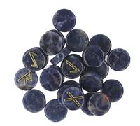 CHICIRIS Ensemble de 25 Pierres Runiques Gravées en Cristal avec Lettrage doré pour la Méditation de Divination de Sorcellerie, Décoration D'intérieur, Yoga pour Débutants en Sorcières (Bande Bleue)