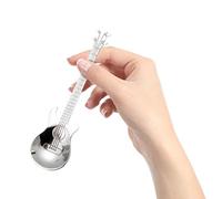 CHICIRIS Ensemble de 4 Cuillères à café en Acier Inoxydable en Forme de Guitare pour Mélanger le thé, le Dessert, la Boisson, Mini Cuillère à Guitare Portable pour les Amateurs de Musique, Ustensile
