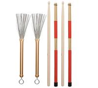 CHICIRIS Ensemble de Balais pour de Batterie, Balai Rétractable en Fil D'acier avec Manche en Aluminium et Sac en Peluche, pour Batterie et jazz. (GOLD)