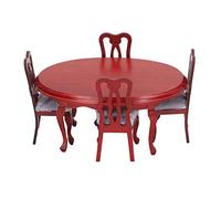 CHICIRIS Ensemble de Chaises de Table pour Maison de Poupée, Meubles de | Construction en Bois de Bouleau Faite à la Main, Mini Décoration D'intérieur Réaliste, 1 Table et 4 Chaises, Convient à la