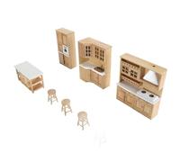 CHICIRIS Ensemble de Meubles D'armoire de Maison de Poupée en Bois, | Fabriqué à la Main à Partir de Vrai Bois de Bouleau, Compatible avec la Maison de Poupée à L'échelle 1:12, Grand Espace de