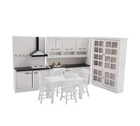 CHICIRIS Ensemble de Meubles de Cuisine pour Maison de Poupée, Décoration | Fabriqué à Partir de Bois Sûr, Compatible avec une Maison de Poupée à L'échelle 1/12, Comprend une Armoire de Chaises de