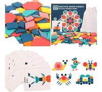 CHICIRIS Ensemble de Puzzle en Forme de Bois, Blocs en Bois Naturel, Construction Créative, Jouet éducatif pour Enfants de 3 Ans et Plus (Colorful)