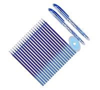 CHICIRIS Ensemble de Stylos Effaçables 23 Pièces, Stylo Lavable à écriture Lisse de 0.5mm avec Gomme et 20 Recharges Bleues, pour L'école, le Bureau et L'hôpital