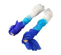 CHICIRIS Fans de Danse, 2pcs 1,5m Artificiel Silk Belly Dance Bamboo Fan, Tricolor Square Dancing Fan Dance Accessoires White Cyan Blue