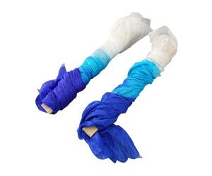 CHICIRIS Fans de Danse, 2pcs 1,5m Artificiel Silk Belly Dance Bamboo Fan, Tricolor Square Dancing Fan Dance Accessoires White Cyan Blue
